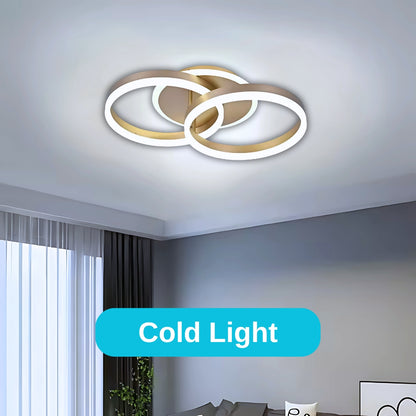 Żyrandol LED DARIO 55W z pilotem, 2 okręgi, światło zimne/ciepłe/neutralne, ściemnialny, złoty 