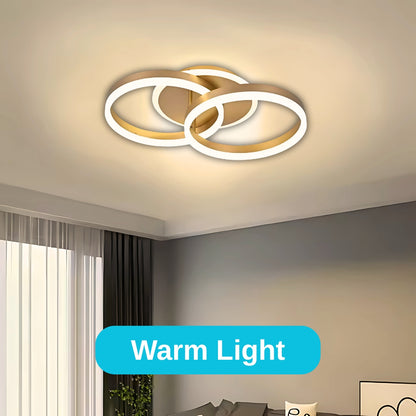 Żyrandol LED DARIO 55W z pilotem, 2 okręgi, światło zimne/ciepłe/neutralne, ściemnialny, złoty 