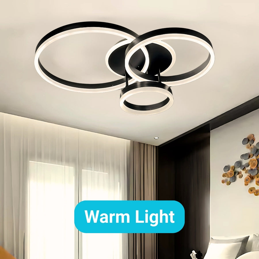 Żyrandol LED z pilotem RIGA LILITH, 94 W, 3 okręgi, światło zimne/ciepłe/neutralne, ściemnialny, czarny 