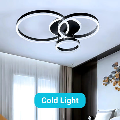 Żyrandol LED z pilotem RIGA LILITH, 94 W, 3 okręgi, światło zimne/ciepłe/neutralne, ściemnialny, czarny 