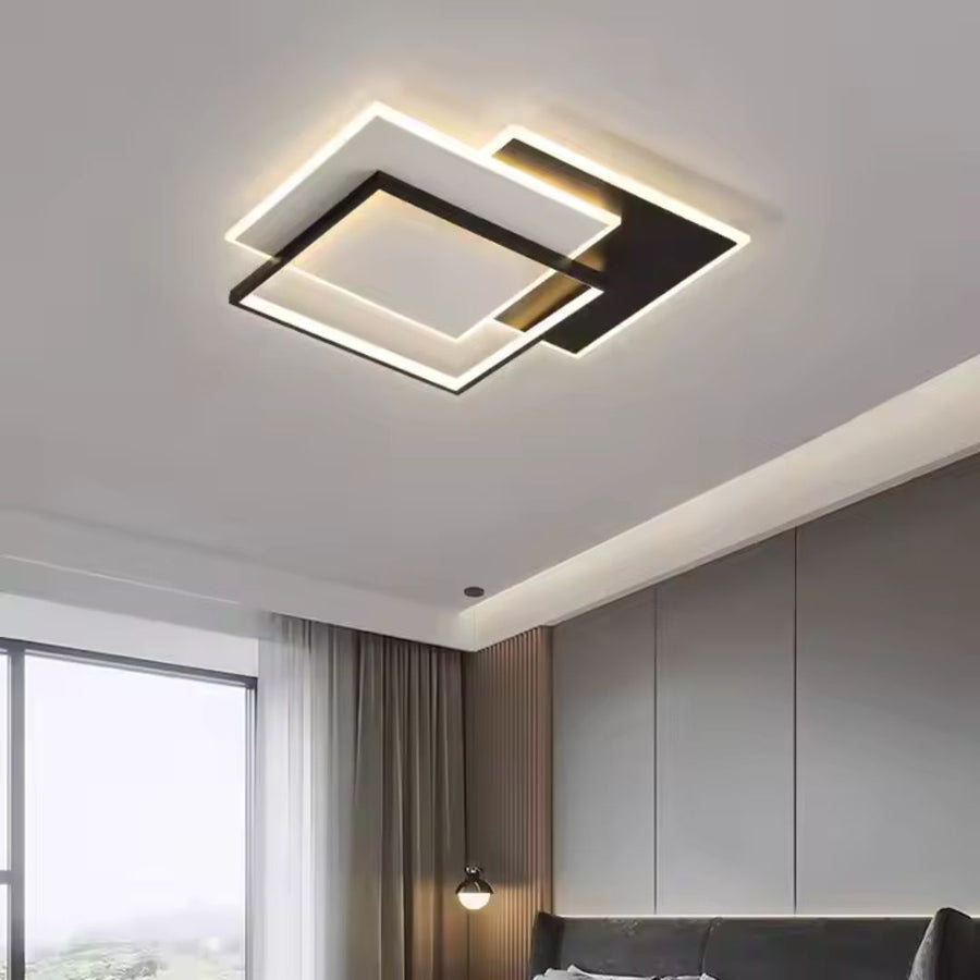 LED żyrandol z pilotem 102 W Chiara, 3 kwadraty, zimne/gorące/neutralne światło, niestabilne, czarne