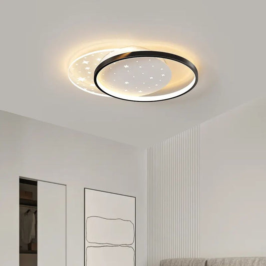 LED żyrandol z pilotem Lunaro 110W, 2 kół, zimno/gorące/neutralne światło, niestabilne, czarne białe