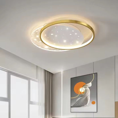 LED żyrandol z pilotem Lunaro 110W, 2 kół, zimno/gorące/neutralne światło, niestabilne, białe złoto