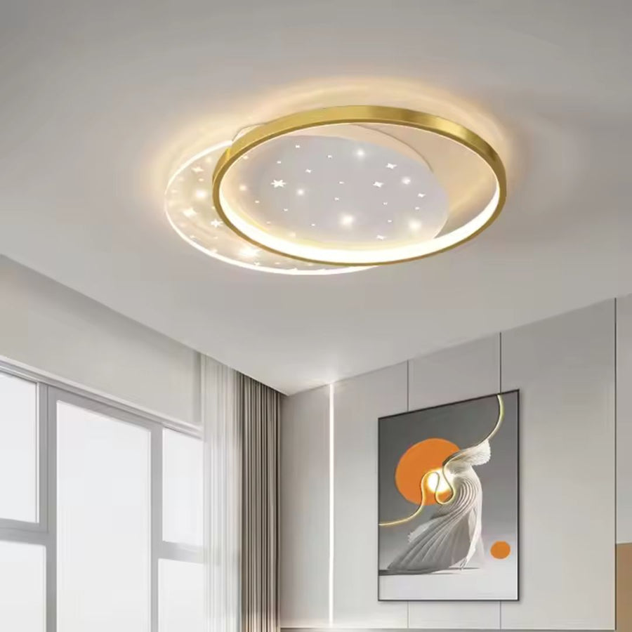 LED pożądania z pilotem Lunaro Lututa, 110W, 2 kół, zimno/gorące/neutralne światło, niestabilne, złote