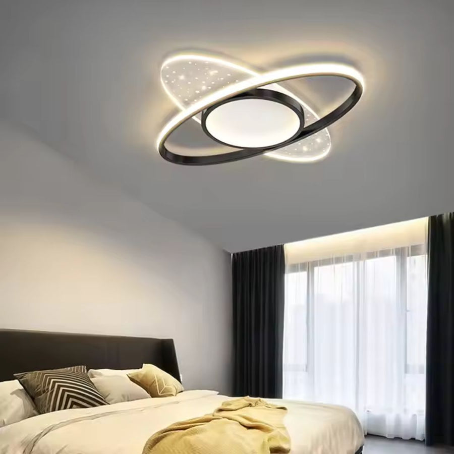 LED żyrandol z pilotem Vario 110W, owalnym, zimnym/gorącym/neutralnym światłem, niestabilnym, czarnym
