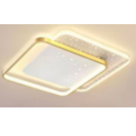 LED żyrandol z pilotem Gildra, 110 W, 2 kwadraty, zimno/gorące/neutralne światło, niemile, złote