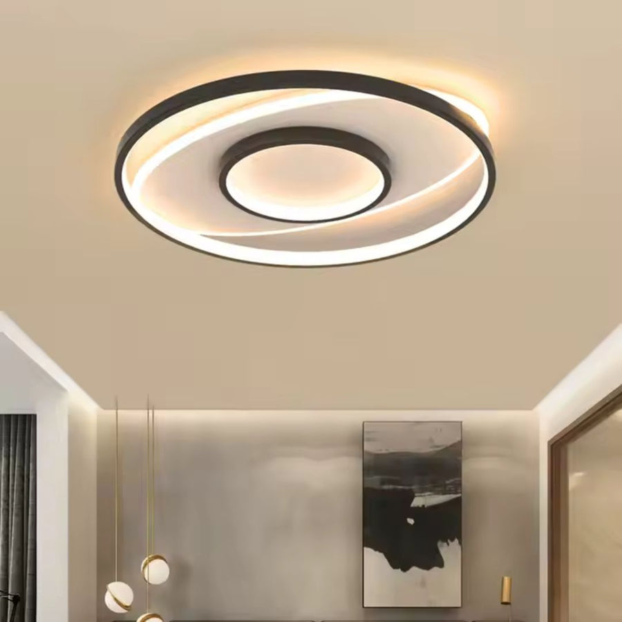 LED żyrandol z pilotem Figurato, 120 W, 3 kółka, zimno/gorące/neutralne światło, niestabilne, czarne