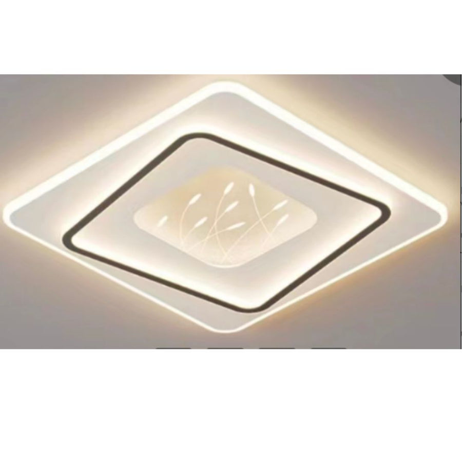 LED chandelier with 125W linen remote control, square, cold/hot/neutral light, unstable, black