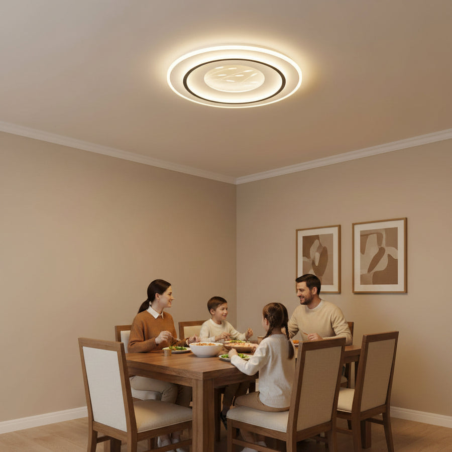 LED żyrandol z pilotem 125 W, okrągły, zimny/gorący/neutralny światło, niestabilne, czarne