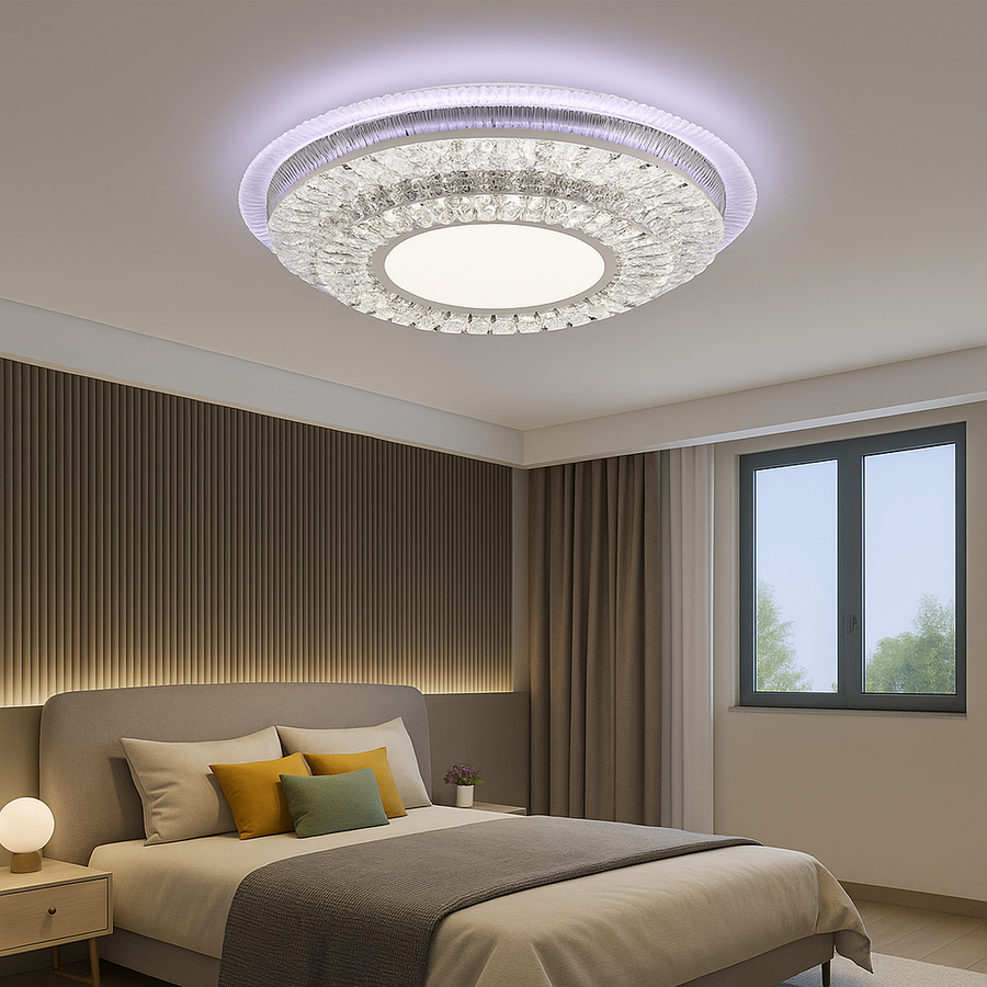 LED żyrandol z pilotem miralux RGB, 70W, niebieski/zimny/ciepły światło, biały, biały