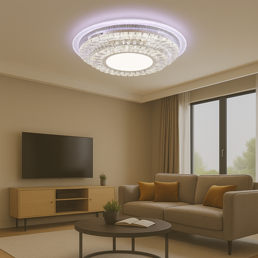 LED żyrandol z pilotem Miralux Krysola, 96W, zimno/gorące/rgb światło, czarny, czarny