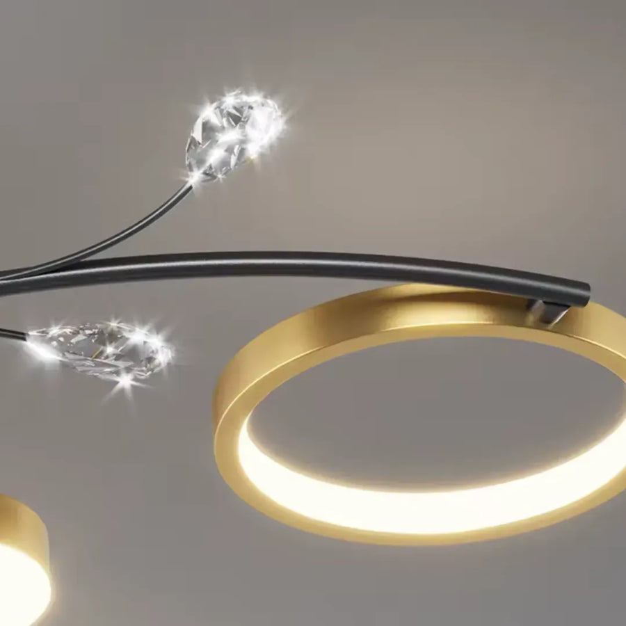 Żyrandol LED z pilotem KARINA, 63 W, 8 elementów, światło ciepłe/zimne/neutralne, ściemnialny, złoty 