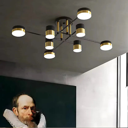 Żyrandol LED z pilotem MARIO, 56 W, 8 elementów, światło zimne/ciepłe/neutralne, ściemnialny, czarno-złoty