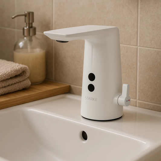 Bateria umywalkowa z czujnikiem, mosiądz sanitarny, biały, RW-190WH