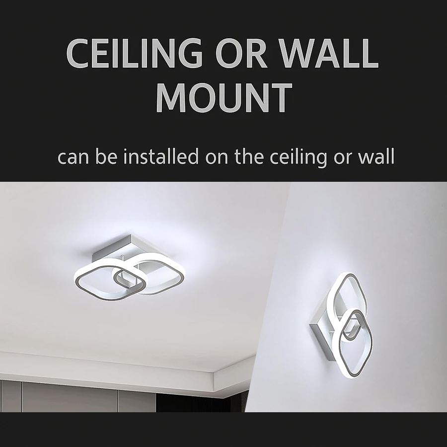 Żyrandol LED VERTEX Matrix, nakładające się diamenty, metalowe ramki, 11W, 2 diamenty, światło zimne/ciepłe/neutralne 3000K/4000K/6000K, biały