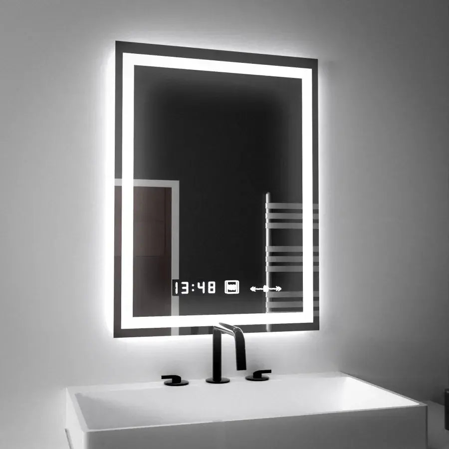 Prostokątne lustro LED 45x60cm Verite MotionGlow Marcello Defog System Zegar i termometr Ściemnialny 