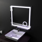 Lustro LED prostokątne 60x60cm Souverain MotionGlow Marcello System przeciwmgielny Zegar i termometr Ściemnialna lupa kosmetyczna 