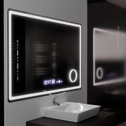 Prostokątne lusterko LED, 120x80cm, Souverain Motionglow Marcello, System rozprzestrzeniania, zegar i termometr, kosmetyka Lupa, Dokrywa