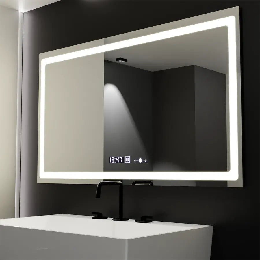 Prostokątne lustro LED 120X70cm Radiant MotionGlow Sensor Marcello Defog System Zegar i termometr Ściemnialny