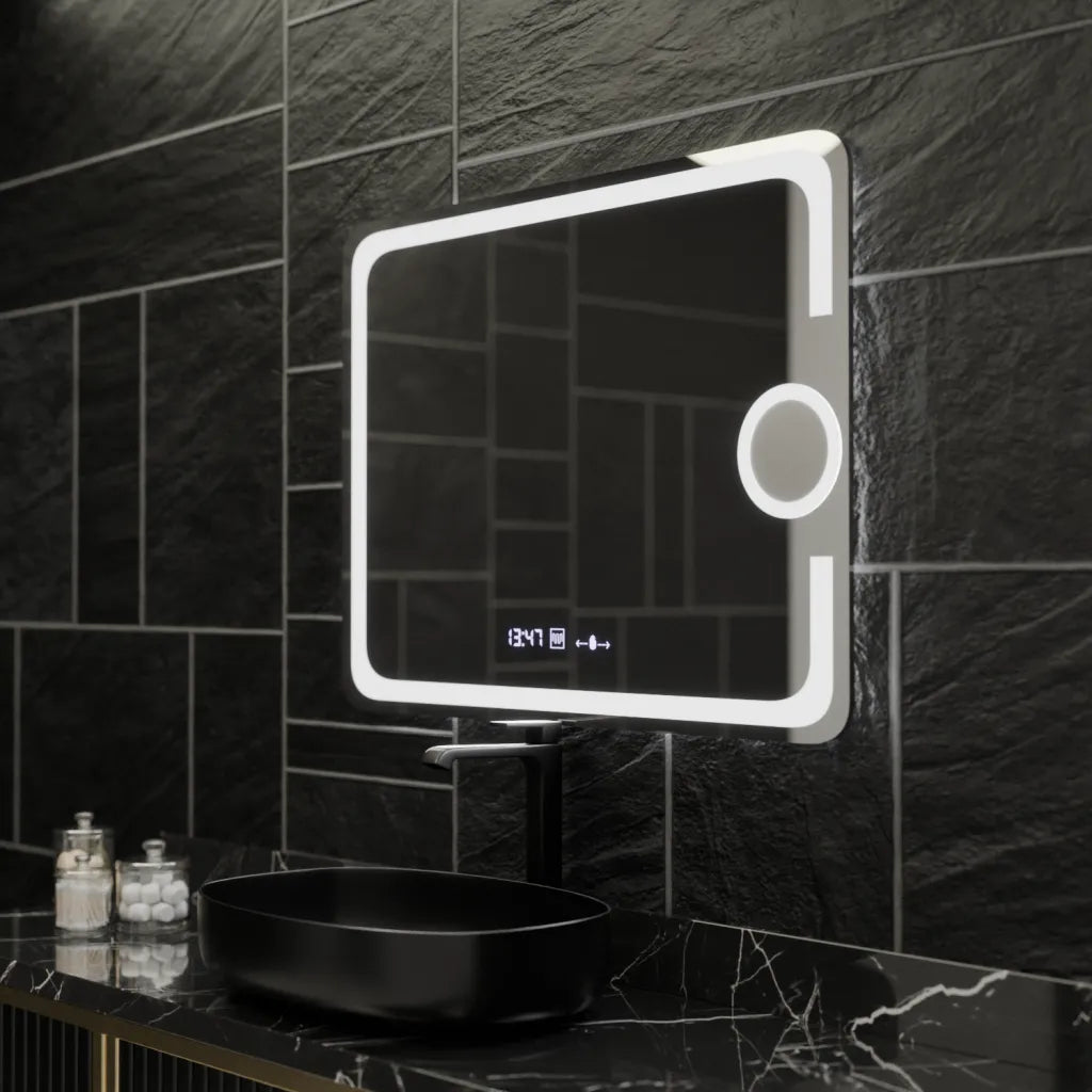 LUD LED prostokątny 80x60cm Eclat Motionglow Marcello System defracji zegara i termometru wilka Dokrany kosmetyczny