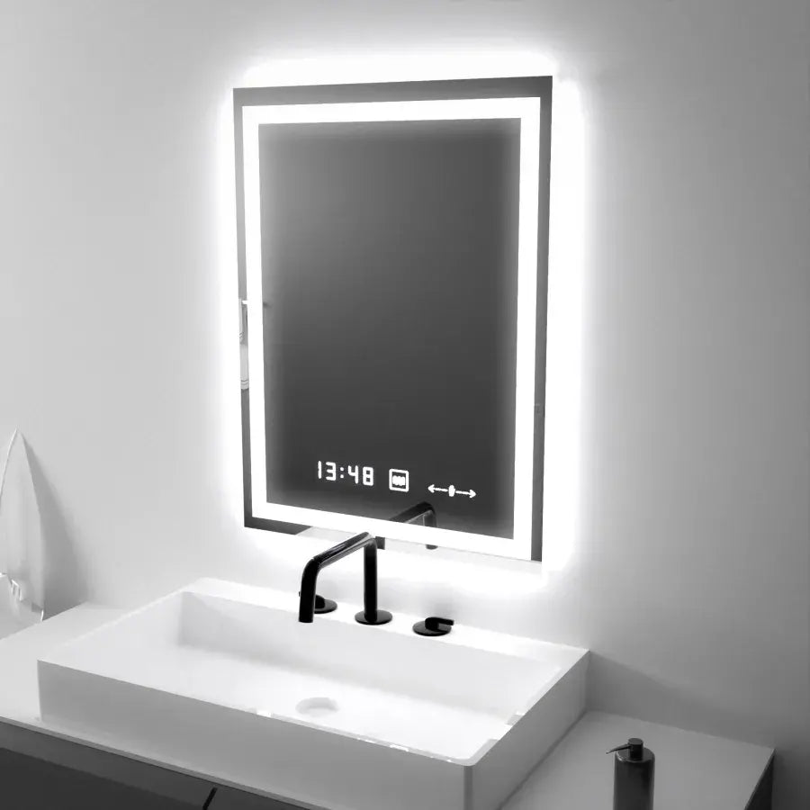 Prostokątne lustro LED 45x60cm Verite MotionGlow Marcello Defog System Zegar i termometr Ściemnialny 