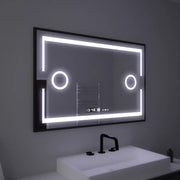Prostokątne lusterko LED, 120x80 cm, czujnik Motionglow Marcello, system wyłączający, zegar i termometr, powiększenie kosmetyczne