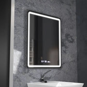 Favola Touch LED Mirror Defog System Czarna rama Zegar i temperatura 75x90 cm Kolekcja Marcello Funghi 