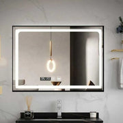Lustro prostokątne LED 100x65cm – system przeciwmgielny Edge LUMINOUS Touch, czarna rama