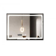 Lustro prostokątne LED 100x65cm – system przeciwmgielny Edge LUMINOUS Touch, czarna rama