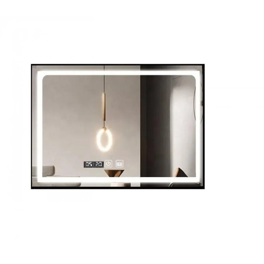 Lustro prostokątne LED 100x65cm – system przeciwmgielny Edge LUMINOUS Touch, czarna rama