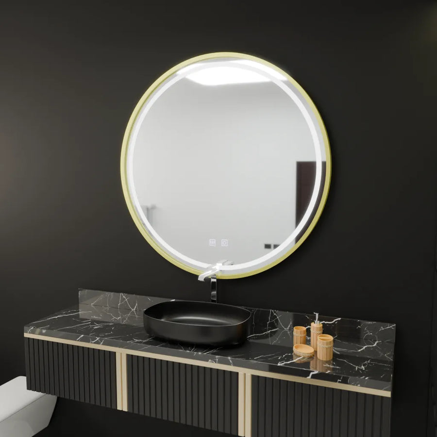 Okrągłe lustro LED, 70 cm, Glanz Touch, system przeciwmgielny, ściemnialne