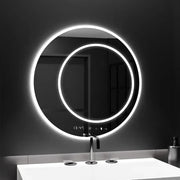 Okrągłe lustro LED, 60 cm, July Touch Marcello, system przeciwmgielny, zegar i termometr, ściemnialne 