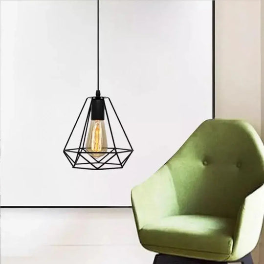 Żyrandol w kształcie diamentu, STRUKTURA, 1xE27, Czarny, Metalowe żyrandole przemysłowe Tytuł domyślny Alessandro Design