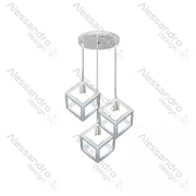Żyrandol w kształcie sześcianu, STRUCTURE Cluster, 3xE27, biały, metal