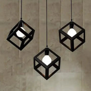 Żyrandol w kształcie sześcianu, STRUKTUR Linear Trio, 3x E27, czarny, metalowy