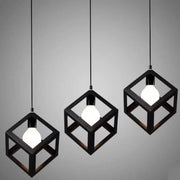 Żyrandol w kształcie sześcianu, STRUKTUR Linear Trio, 3x E27, czarny, metalowy