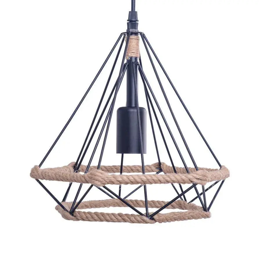 Wisząca lampa Milano, 1*E27, czarna, metal i lina