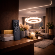 Żyrandol LED Luminis PRISM, kryształ i metal, 210 W, 4 okręgi, ściemnialny, regulowana wysokość, zimne/ciepłe/neutralne światło, luksusowe oświetlenie