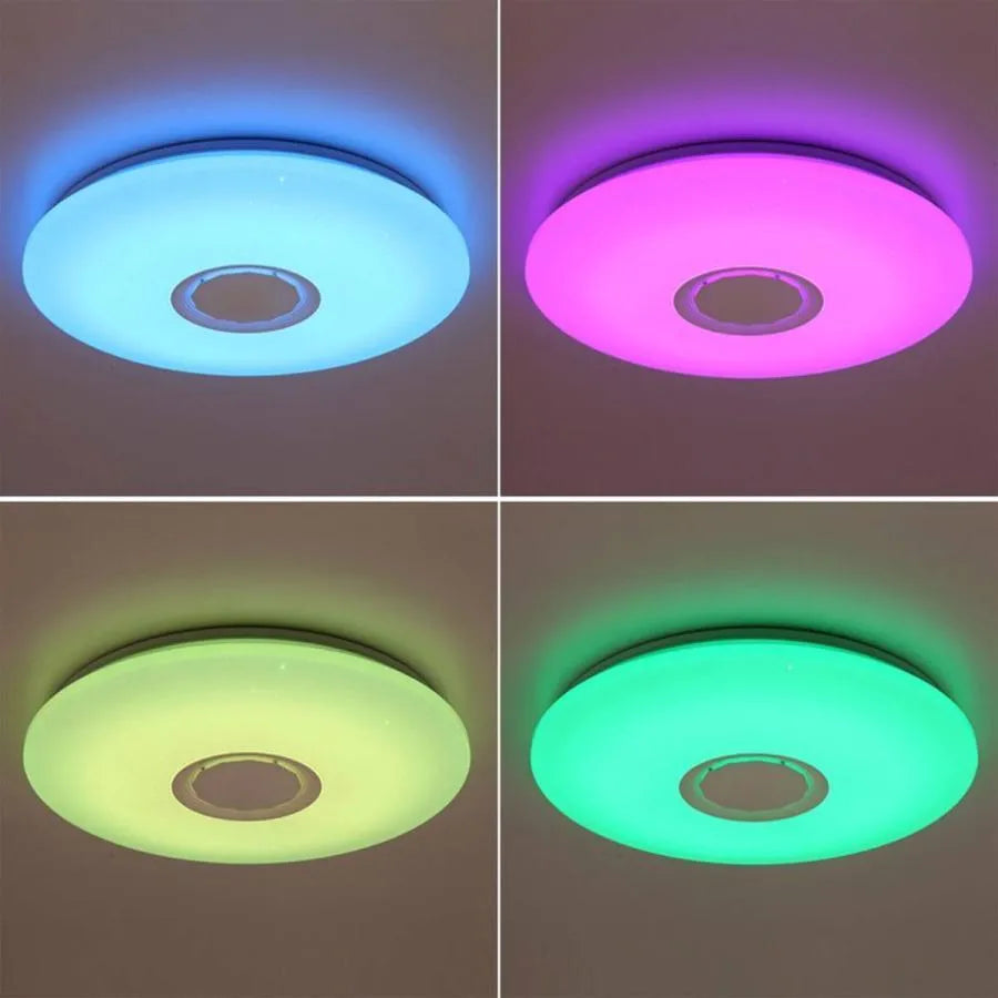 Oświetlenie sufitowe LED RGB z inteligentnym pilotem i muzyką 24W białe