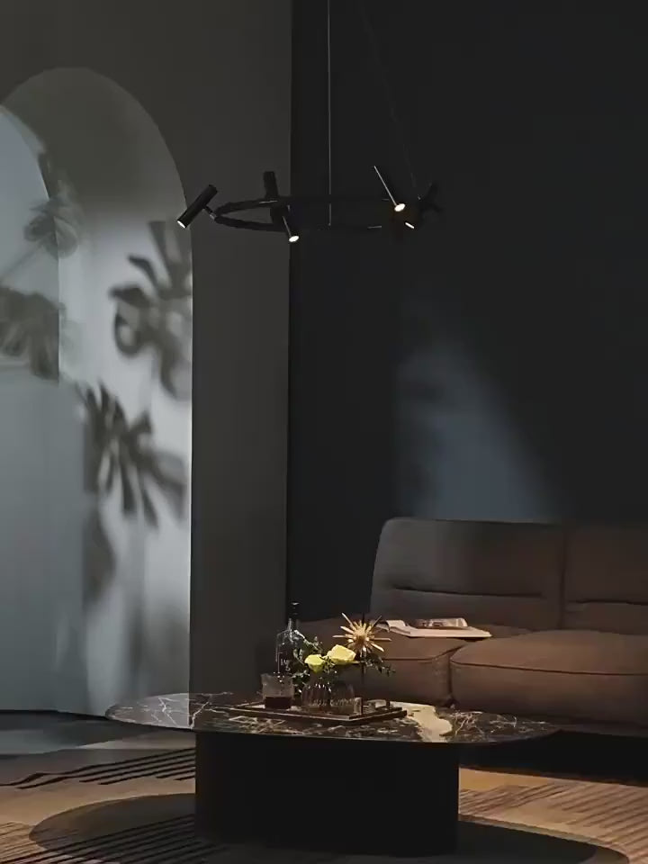 Żyrandol LED z pilotem Harman, 29 W, 8 źródeł światła, światło neutralne, czarny