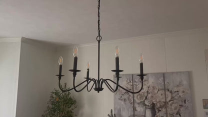 Żyrandol kryształowy Oliveto 6xE14, średnica 63 cm, czarny, regulowana wysokość