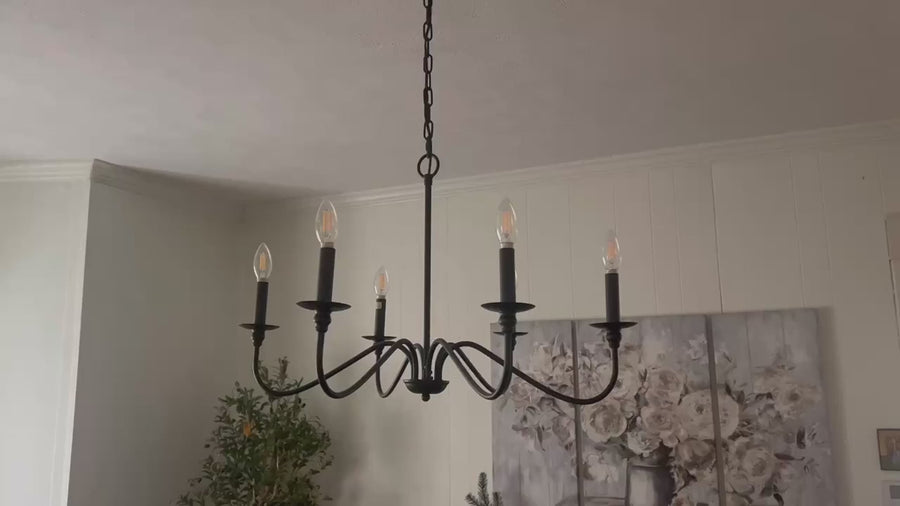 Żyrandol kryształowy Oliveto 6xE14, średnica 63 cm, czarny, regulowana wysokość
