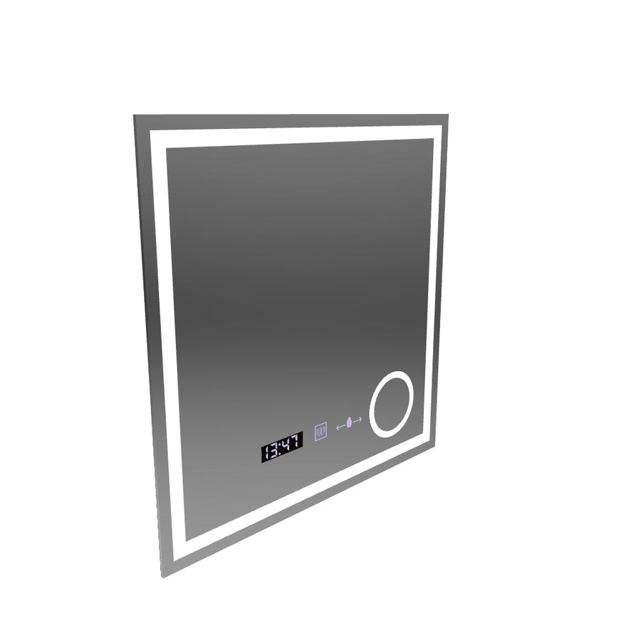 Lustro LED prostokątne 60x60cm Souverain MotionGlow Marcello System przeciwmgielny Zegar i termometr Ściemnialna lupa kosmetyczna 