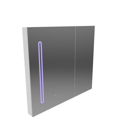 Lustro LED z szafką PLANO 80x70 cm, biały, czujnik dotyku i schowek