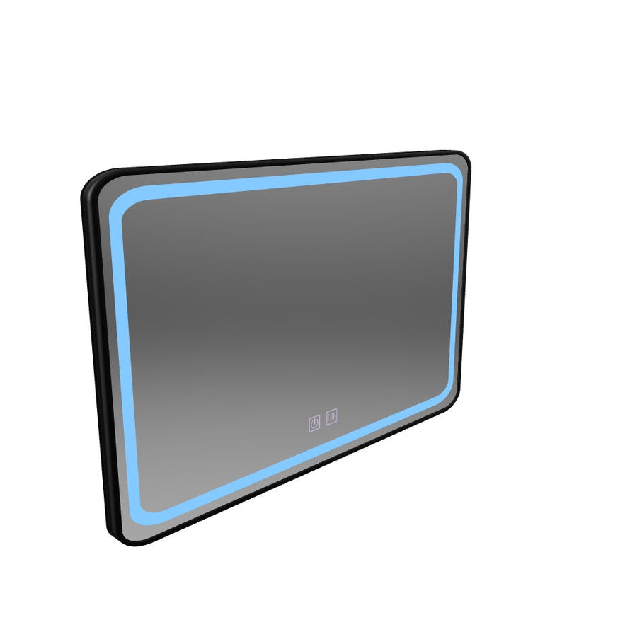 Lustro prostokątne LED 100x65cm – system przeciwmgielny Edge LUMINOUS Touch, czarna rama