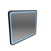 80X60CM Prostokątne lusterko LED - Edge Luminous Touch System, czarna rama