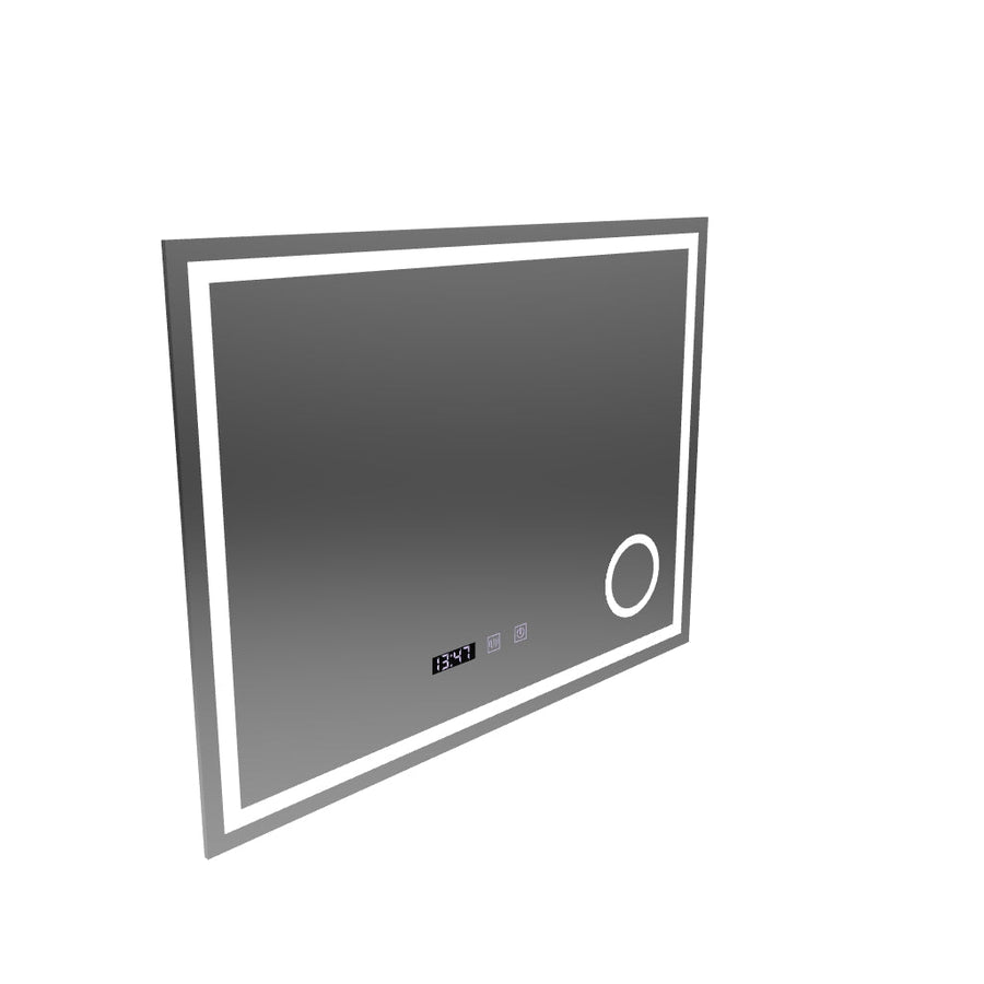 Lustro dotykowe LED Gunter System przeciwmgielny, zegar i temperatura 80x60 cm Lupa kosmetyczna