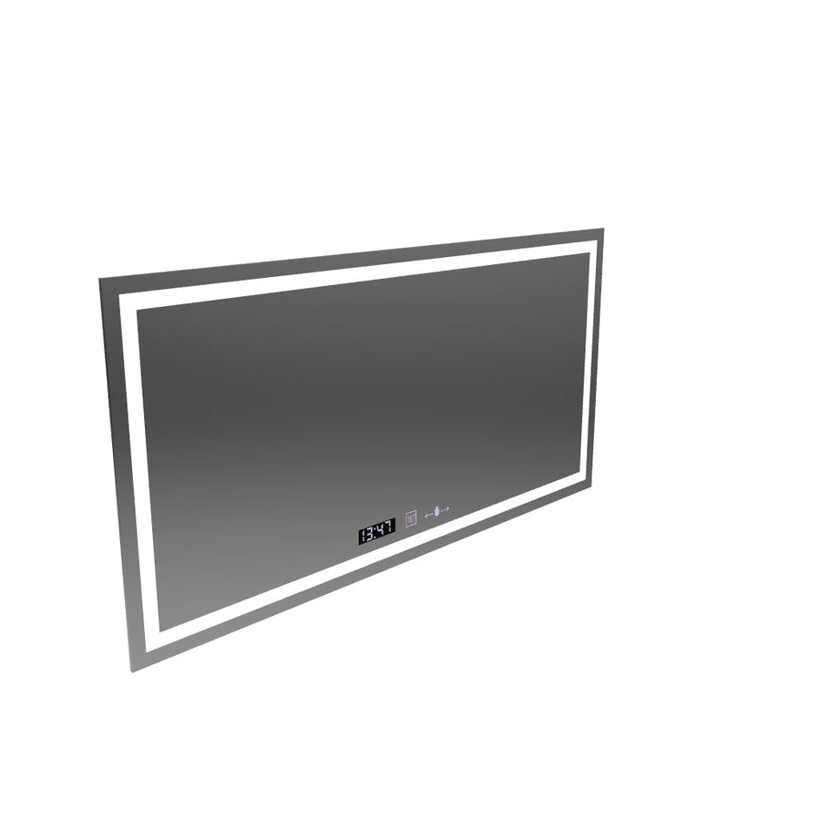 Prostokątne lustro LED, 120x60cm, Verite MotionGlow Marcello, system przeciwmgielny, zegar i termometr, ściemnialne 
