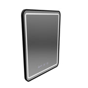 Lustro LED Gerhard Touch z systemem przeciwmgielnym, zegarem i temperaturą 60x80 cm, szczotkowana czarna rama