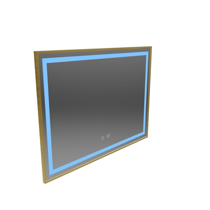 Lustro Kariri Touch LED, 80x60 cm, funkcja Defro, rama szczotkowana w kolorze różowego złota